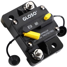 GLOSO Circuit Breaker E99 90A Breaker Standard Surface Mount 1/4" Diagonal Stud Waterproof IP67 Marine RV Truck Hi-Amp (90A)