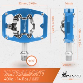 IMPALAPRO - Click Pedals Double Function SPD/Platform Compatible with Shimano - Combination Pedals SPD - Click Pedals SPD - Click Pedals MTB/Gravel Bike - SPD Pedals - 9/16 Inch (Blue)