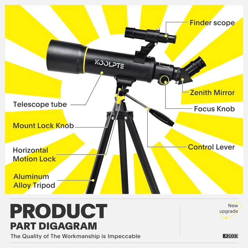 Telescope, 70mm Aperture 400mm AZ Mount Astronomical Refracting Telescopes (20x-200x)