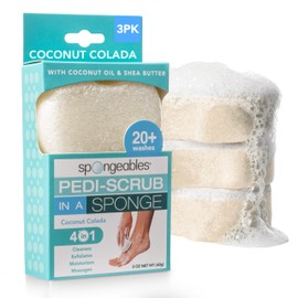 Spongeables Pedi-scrub - Pulidor de pies, el jabón está en la esponja, contiene aceite de menta y árbol de té, esponja exfoliante para pies, más de...