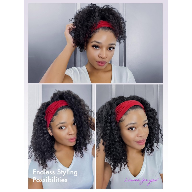 LUVME HAIR Glueless Deep Wave Bob Headband Wig 10Inch