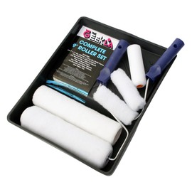 Paint Roller Set, 7 Pieces Twin Medium Pile Paint Roller Set with Tray & Frame | 2 x 9" Roller Sleeve, 1 x 4" Foam Roller Sleeve, 2 x Emulsion Mini Roller Sleeves | Painting Walls & Ceilings Set