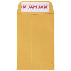 JAM PAPER #4 Coin Business Commercial Envelopes with Peel and Seal Closure - 3 x 4 1/2 - Brown Kraft Manila - Bulk 500/Carton
