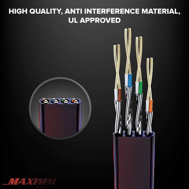 Maximm Cable Ethernet plano Cat8 – 35 pies – negro