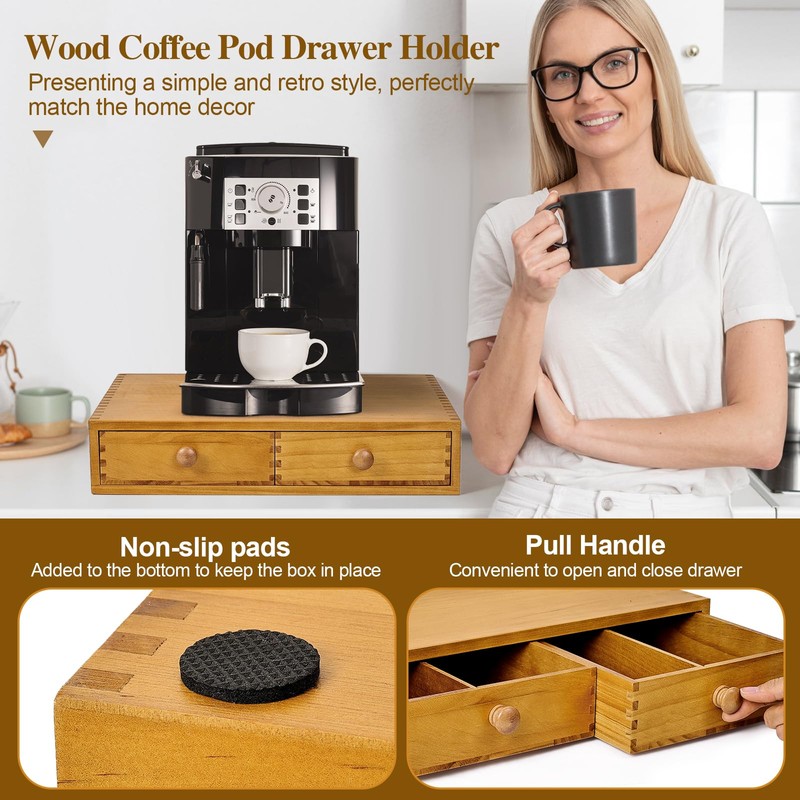 NANXITU K Cup Storage Organizer,Wood Coffee Pod and Tea Bag