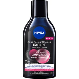 NIVEA Agua Micelar Desmaquillante Expert (400 ml) - Fórmula Vegana con Complejo Aminoácido, Remueve Maquillaje a Prueba de Agua, Limpia y Refresca la Piel - Ideal para Piel Sensible