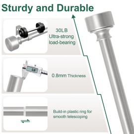 HEI! DEAR Brushed Nickel Curtain Rods for Windows 72 to 144 Inch(6-12ft), 1 Inch Diameter Heavy Duty Curtain Rod, Adjustable Decorative Drapery Poles 72-144", Satin Nickel