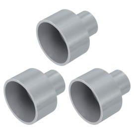 uxcell 3 Pcs UPVC Reducer Pipe Fitting, 1-1/2"x3/4" PVC Straight Pipe Coupling Adapter Connector for Home Sewer Plumbing Water Line, Grey