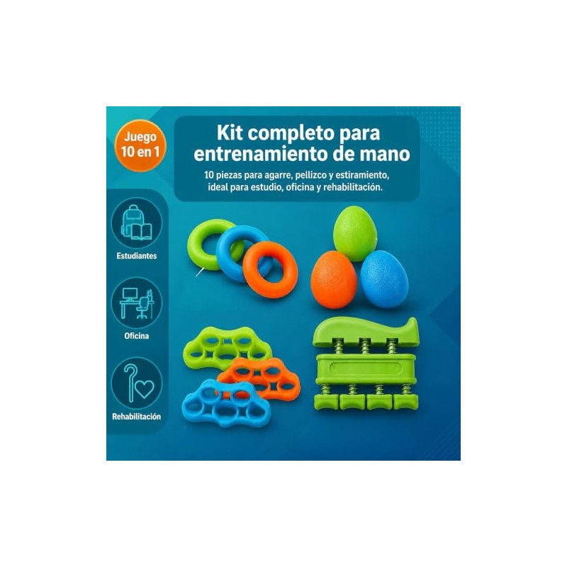 11 PCS Ejercitador de Agarre Ajustable (6.6-88 lb / 3-40