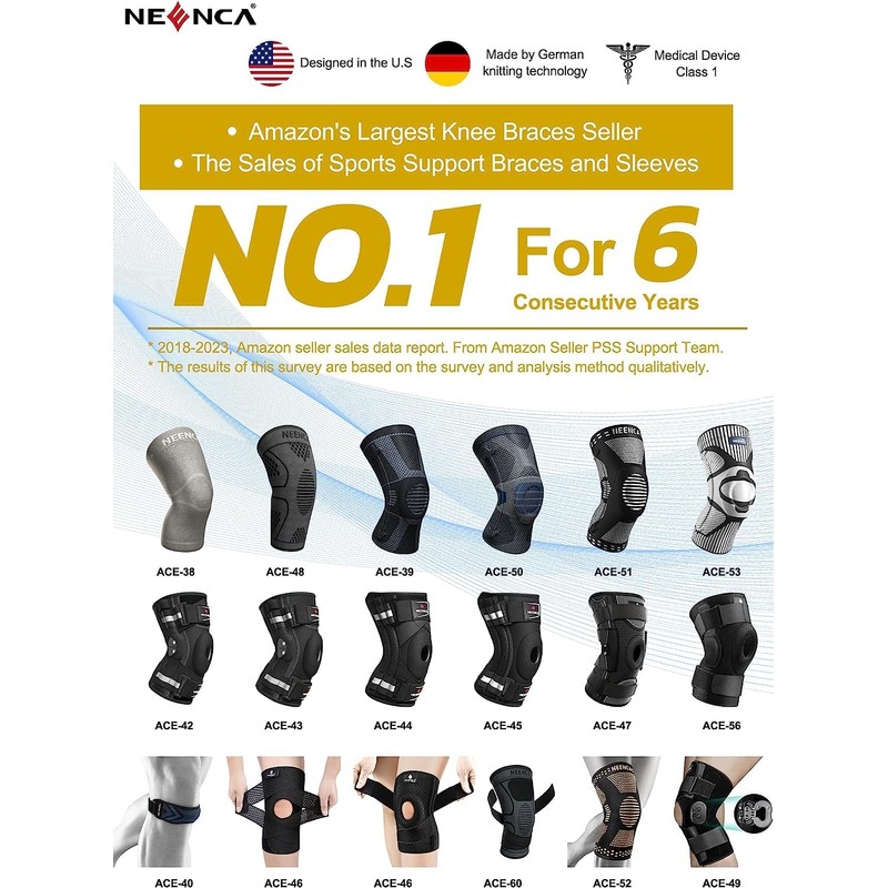 NEENCA Knee Brace for Knee Pain, Adjustable Knee Support with