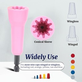 MOSCPA 1/4" Chuck Wire Twister Tool for Drill Wire Twisting Tool Spin Twist Wire Connector Socket Wire Cap Nut Twister Enhanced Wiring Efficiency Kits Wire Driver for Most Wire Caps (Pink)