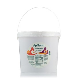 Apiterra - Raw Honey Bulk 8 lbs Bucket Unfiltered Unpasteurized 100% Pure and Natural Wildflower Raw Honey