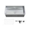 Bathenum 30-inch Undermount Single Bowel Kitchen Sink, Handmade 16 Gauge