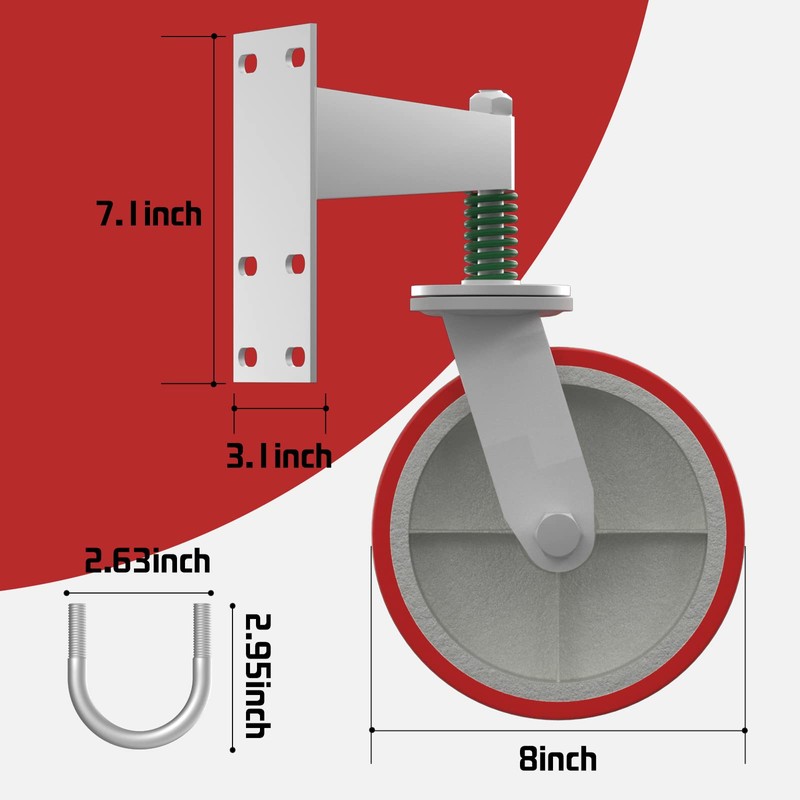 Uscaster Gate Wheel 8inch Fence Gate Wheels for Metal Tube