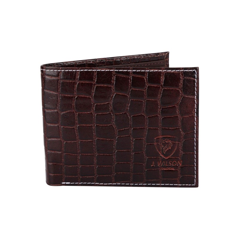 Designer "J Wilson" Real Genuine Mens Leather Wallet Crocodile Look
