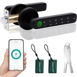 Smart Fingerprint Door Lock, Keyless Entry Door Lock with APP - Cards - Backup Key - Fingerprints - Codes, Biometric Door Lock for Bedroom Hotel Office Apartment(Black)