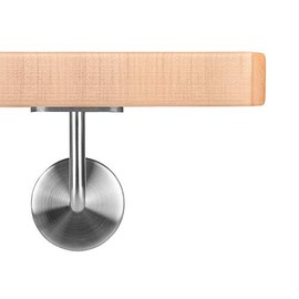 VKT Wooden Handrail 42 x 42 mm Wall Hand Rail German Maple Holder Round 60 cm 2 Holders