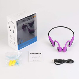 Bone Conduction Headphones Bluetooth 5.0 Open Ear Wireless Titanium HiFi Stereo with Mic Sweatproof Sports Headphones for Running Driving Cycling (Purple)