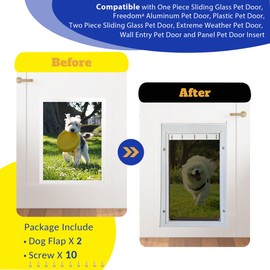 2 Pack Large Dog Door Replacement Flaps with Screws, Compatible with Petsafe Freedom Doggie Doors, PAC11-11039 10 1/8" X 16 7/8" Magnetic Closure, Weather Resistant Flexible (Smoky Translucent)