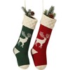 Guojanfon Christmas Stockings,Big Size 2Pack 18-Inch Extra Long Hand-Knitted Red/Green