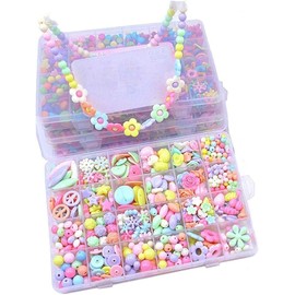 Beads Set for Jewelry Making Kids Adults Children Craft DIY Necklace Bracelets Letter Alphabet Colorful Acrylic Crafting Beads Kit Box with Accessories