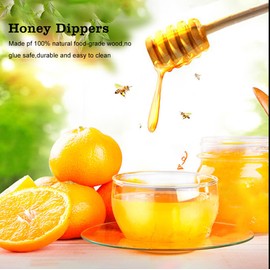 ZLXHDL Honey Sticks, 50pcs 5.9inch Convenient Honey Dipper with Deep Grooves And Long Handle Design,Wooden Honey Spoon Used to Drizzle Syrup, Molasses, Dressings(15cm)