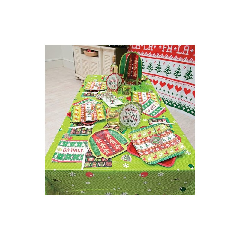 Ugly Sweater Plastic TABLECOVER - Party Supplies - 1 Piece