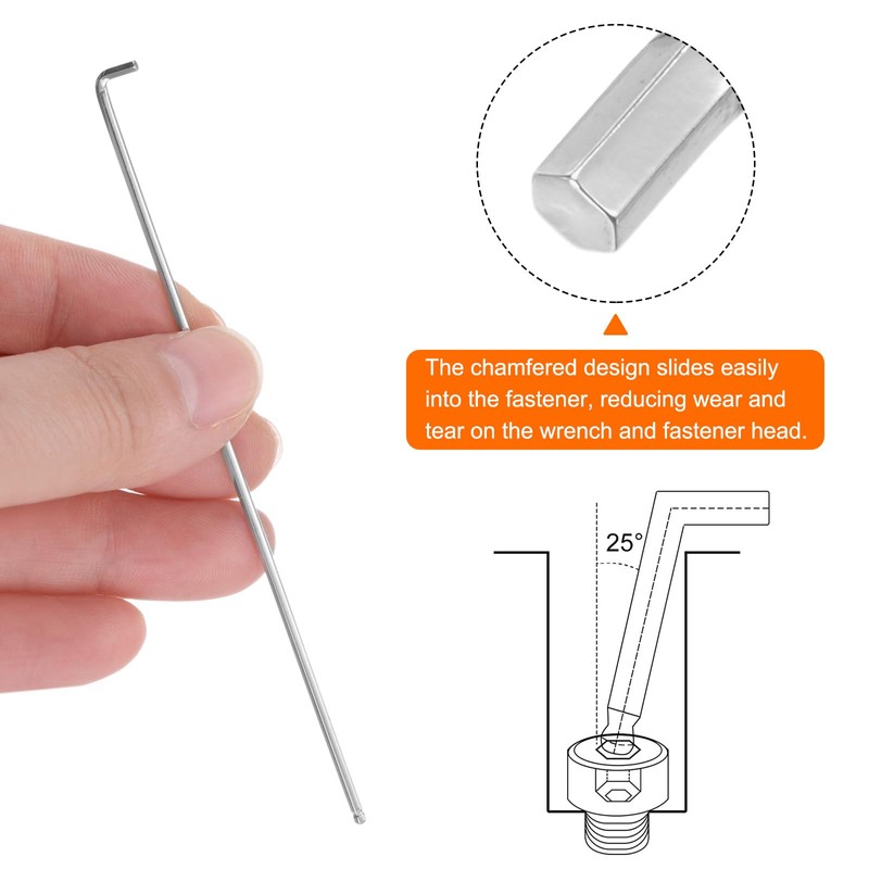 sourcing map 2pcs Hex Key Wrench 2mm S2 Steel L-Shape