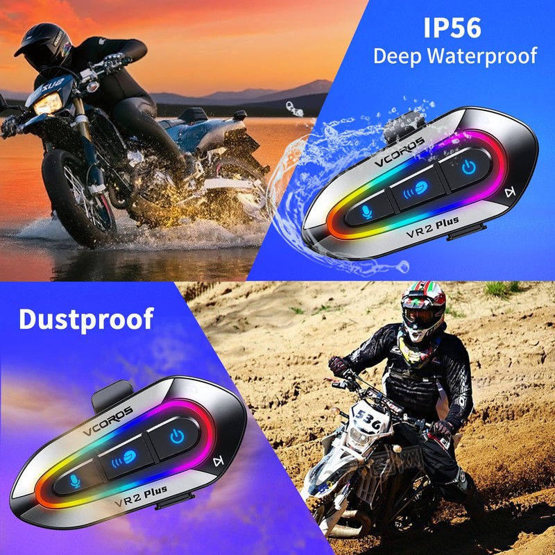 VCOROS Motorcycle Helmet Headset 2-Way 2 Riders Helmet Intercom