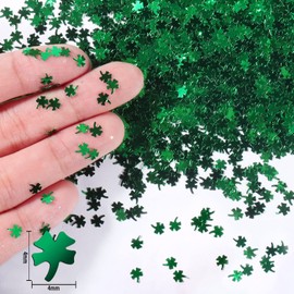 Renfio 1.75 Oz 50g Four Leaf Clover Confetti Glitter Luck Leaf Clovers Shiny Sequin Glitters Resin Sparkle Chunky Sequins for DIY Mold Art Nail Artwork Holiday Decoration - Grass Green