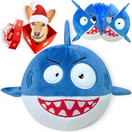 PeppyPawz 3 in 1 Squeaky Soft Plush Dog Chew Toy for Aggressive Chewers, Rip & Reveal Interactive Crinkle Shark Pet Toy for Boredom, Puppy, Small & Large Breeds Heavy Duty Enrichment Stimulating Gift