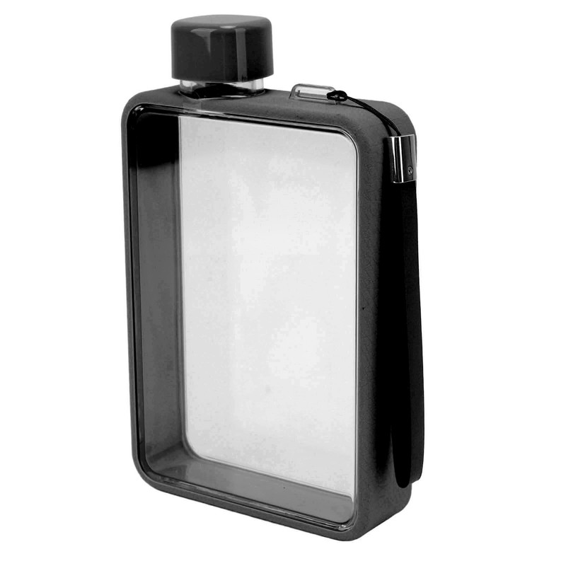 Flat Water Bottle Plastic Leakage Proof Transparent Square Portable A5