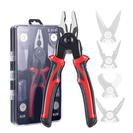 5in1 Multifunctional Interchangeable Heads Pliers Set Steel Wire Pliers Vise Stripping Pliers Set Multi-purpose Electronic Maintenance Tools for Electrician-GTRH