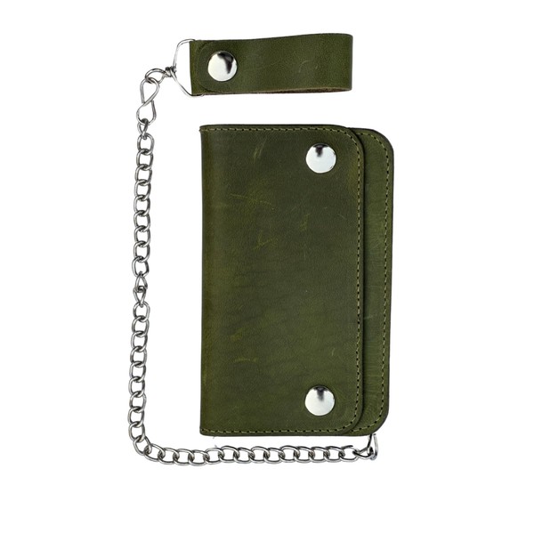 Gallanto Men’s Biker Wallet with Chain – Crazy Horse Cowhide