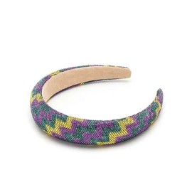 Mardi Gras Crystal Chevron Patterned Headband Mardi Gras Jeweled H Carnival Fat Tuesday PARADE WEAR