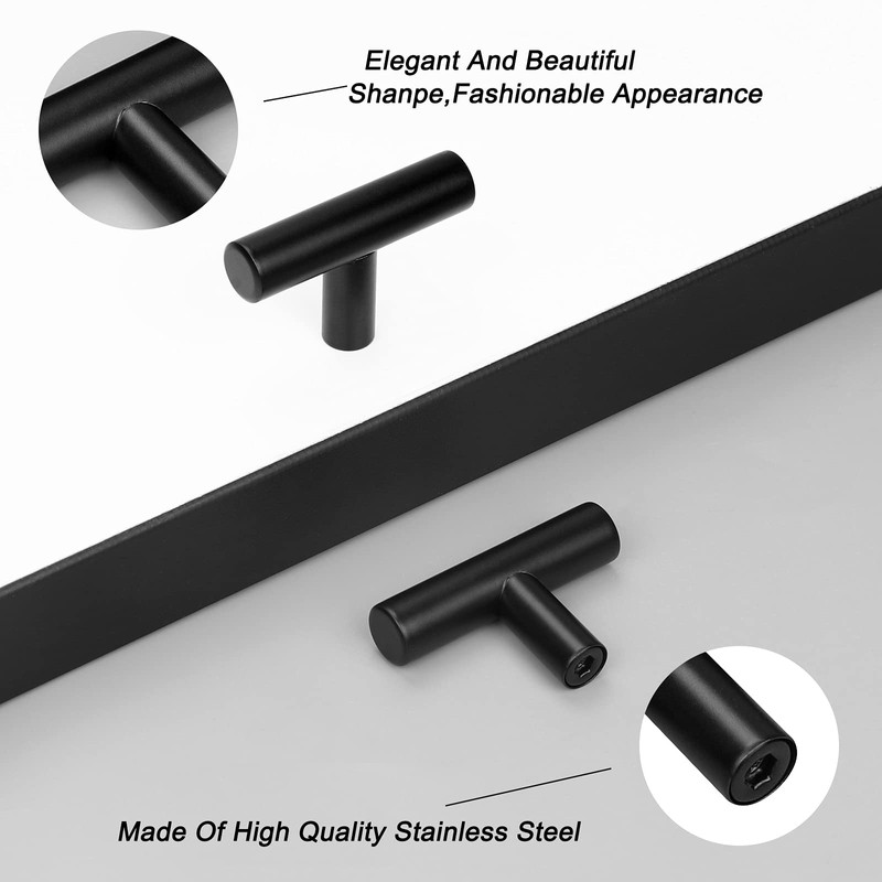 Probrico 10 Pack Single Hole 2inch Length Black Kitchen Cabinet