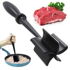 Meat Chopper with 5 Blades,Heat Resistant Hamburger Chopper, Non Stick Nylon Meat Chopper for Ground Beef, Hamburger Meat, Ground Turkey, Ground Beef Smasher (Black)