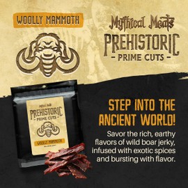 Mythical Meats Woolly Mammoth Jerky - Wild Boar - Prehistoric- Inspired Dried & Dehydrated Meats Seasoned to Perfection High Protein Snacks - 2.75 ounces