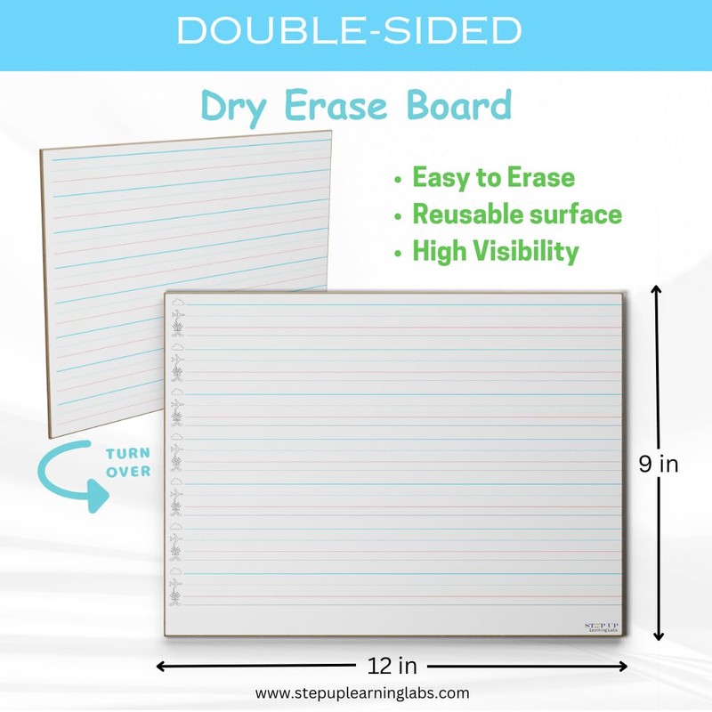 STEPUP Double Sided Whiteboard Lined Dry Erase Boards for Kids