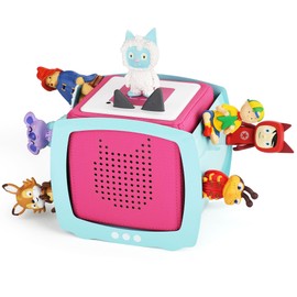 Xozoyo Tonie Cat Shelf, Fully Magnetic Toniebox Shelf, Holds 25-35 Figures + Boxes, Toniebox Wall Shelf Storage Shelf for Nursery (Retro TV)