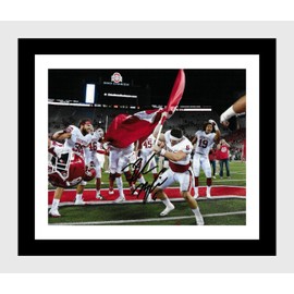 Framed Baker Mayfield - Planting the Oklahoma Flag - Autograph Promo Print (Black, 16x20)