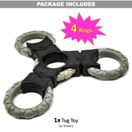Dog Chew Toy | Rubber Dog Chew Bone Ring Dumbell | Durable Squeaky Dog Bones Pet Chew Tooth Cleaning Ring Toy | Puppy Toys Medium Dog Stuff | Tug Dog Chews for Teeth (Grey, Tug Toy (4 Rings))