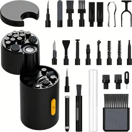 Limpiador de teclado,33 en 1 Kit de Limpieza Portátil,Cepillo de Limpieza de Teclado Multifuncional para la Limpieza de cámaras Digitales,computadoras,Kit de Limpieza Multiusos (Negro33 en 1)