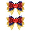 2pc 3.5in Glitter Back to School Hair Bow Clips,Sparkly Red