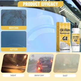 Mrryiio G1 Car Glass Cleaner,G1 Car Glass Polishing Compound,Oil Film Remover for Automotive Window,Removes Water Spots, Road Oils,Windshield Haze,Improves Clarity and Visibility