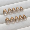 Gold Press on Nails Short Almond Fake Nails with 3D