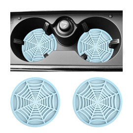 ZNDAW 2 PCS Car Cup Holder Coasters, 2.75 Inch Anti-Slip Soft Auto Insert Drink Mat Decor, Universal Automotive Embedded Coaster Shockproof Water Bottle Holder Pads for Women Men (Blue)