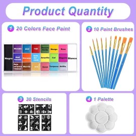 Kit Paleta Maquillaje Pintura Facial Corporal De 20 Colores
