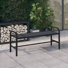 Garden Bench Black Steel, WPC Standard Durable Garden Bench, Outdoor Benches, 317137