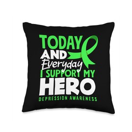 Today And Every Day I Support My Hero Depression Awareness Throw Pillow